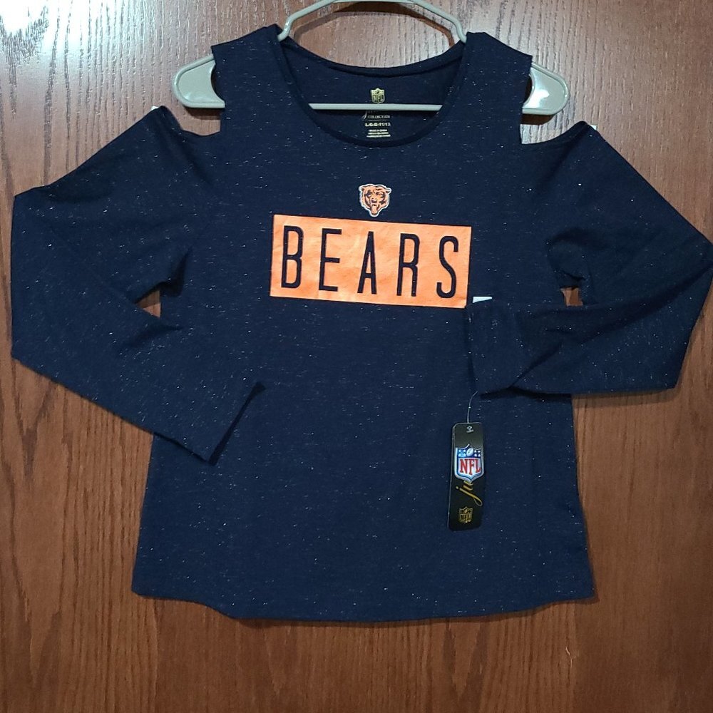 Chicago Bears NFL Forever 21 Cold Shoulder Long Sleeve Juniors Large Navy Blue